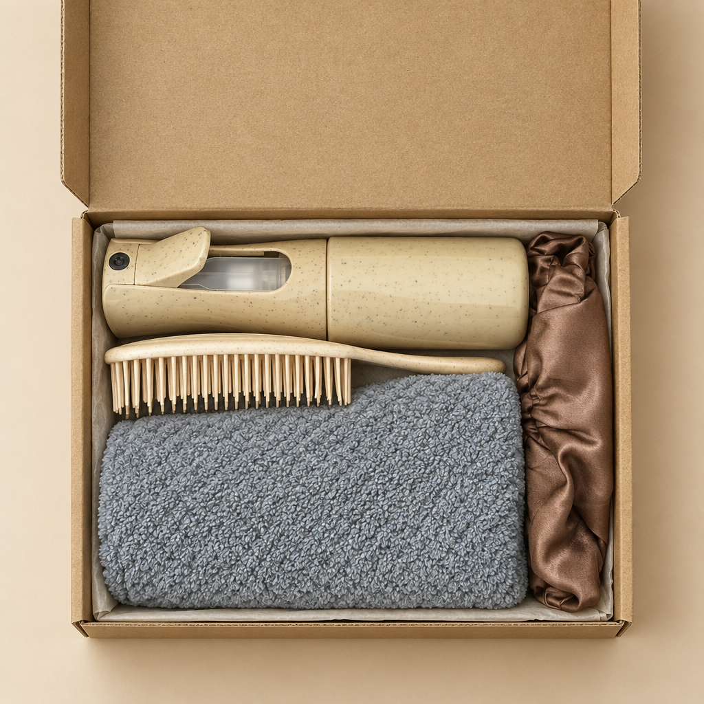 Curl Care Kit overhead with tissue paper lining
