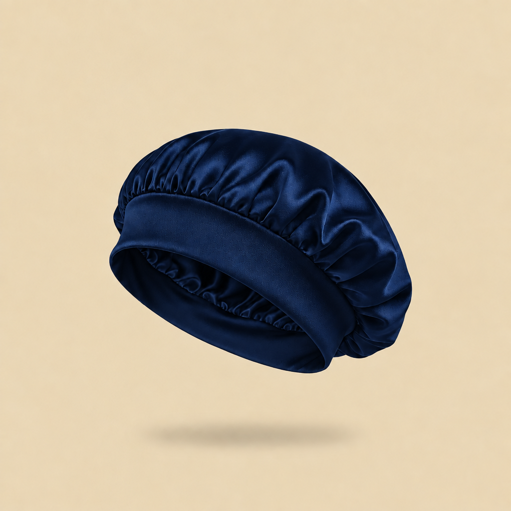 Darker navy satin bonnet